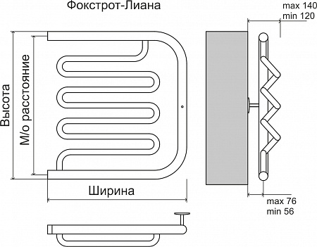 Фокстрот-Лиана AISI 600х600 Полотенцесушитель  TERMINUS Челябинск - фото 3