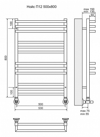 Нойс П12 500х800 Полотенцесушитель  TERMINUS Челябинск - фото 3