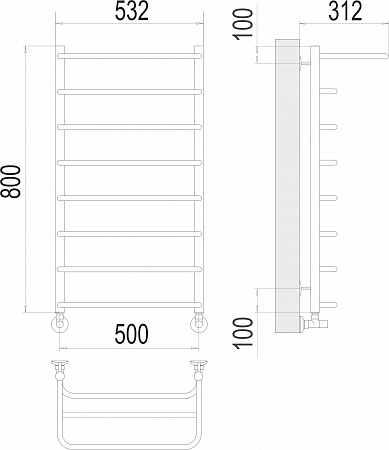 Полка П8 500х800  Полотенцесушитель  TERMINUS Челябинск - фото 3