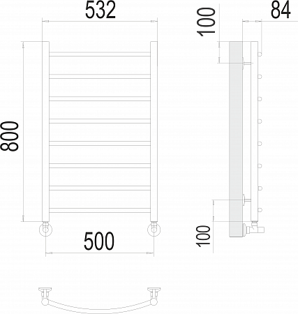 Классик П8 500х800 Полотенцесушитель  TERMINUS Челябинск - фото 3