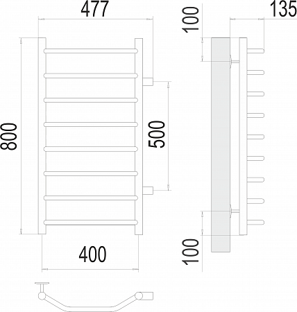 Виктория П8 400х800 бп500 Полотенцесушитель  TERMINUS Челябинск - фото 3