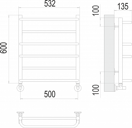 Евромикс П6 500х600 Полотенцесушитель  TERMINUS Челябинск - фото 3