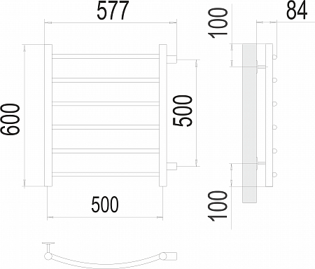 Классик П6 500х600 бп500 Полотенцесушитель  TERMINUS Челябинск - фото 3