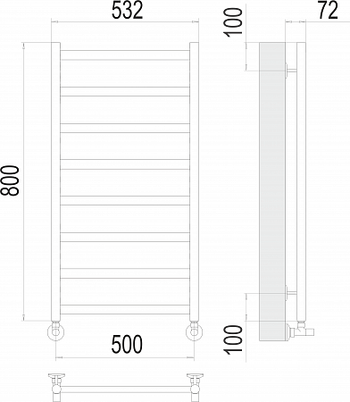 Аврора П8 500х800 Полотенцесушитель  TERMINUS Челябинск - фото 3