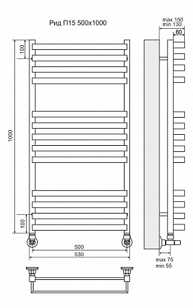 Рид П13 500х1000 Полотенцесушитель  TERMINUS Челябинск - фото 3