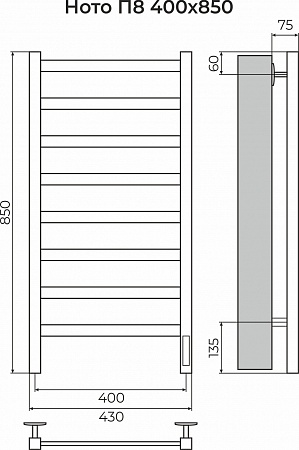 Ното П8 400х850 Электро (quick touch) Полотенцесушитель TERMINUS Челябинск - фото 3