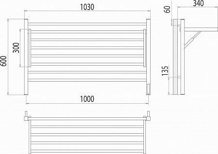 Горизонт П8 1000х600 электро КС ЧЕРНЫЙ МУАР (sensor quick touch) Полотенцесушитель TERMINUS Челябинск - фото 5